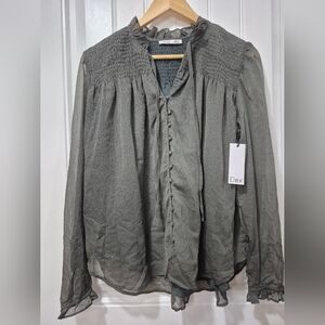 Womens Dex Grey Metallic Blouse Size Large New With Tags
